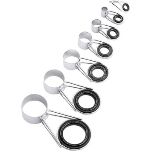7Pcs/Set Mixed Size Fish Pole Repair Kit Line Rings Eyes Guide Fishing Rod Guides Set Fishing Tools Outdoor Fishing Accessories