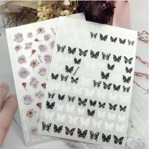 Fashion New Arrival Butterflies& flowers Nail Stickers Dry Nail Decals