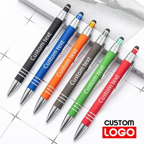 New Metal Ballpoint Pen Touch Stylus Custom Logo Business Supplies Gift Advertising Pen Student Teacher Stationery Wholesale
