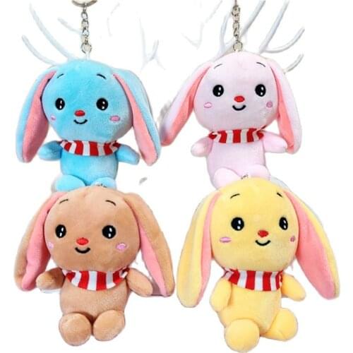 New 20pcs/lot Cute Scarf long-eared Rabbit Stuffed doll Pendant Cartoon Rabbit Plush Toys Girl Bag Keychain Gifts