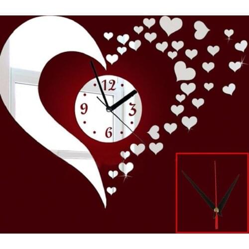 OOTDTY New DIY Home Modern 3D Mirror Wall Clock Love Sticker Home Living Room Decor Hot