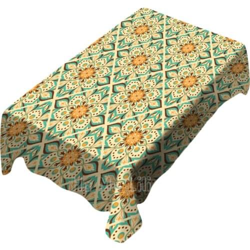 Mandala Floral Pattern Design Rectangle Tablecloth Picnic Bbq Kitchen Dining Decoration