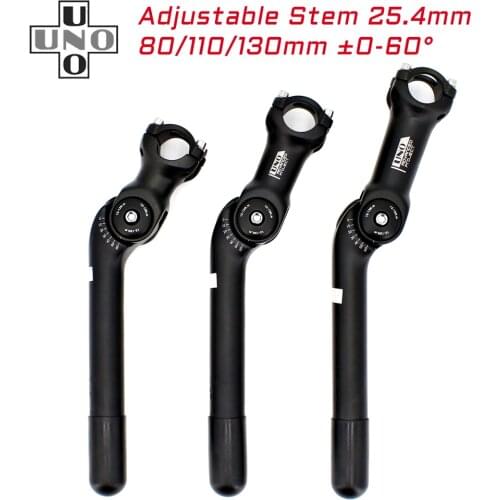 UNO Aluminum Alloy Adjustable 60 Degree Bike Stem Handlebar Stem Riser Front Fork Stem 25.4 x80/110/130mm Bicycle Accessories
