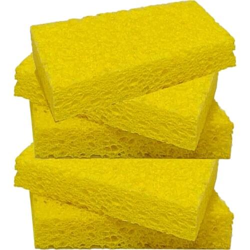 5PCS Cellulose Sponge Dishcloth Oil-Free Cleaning Cloth Household Supplies for Cookware Utensil Dish (Yellow)