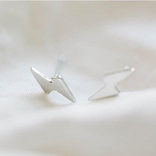 Cute Lightning Shape of Stud Earrings with Silver and Gold Color for Women Jewelry Wholesale free shipping