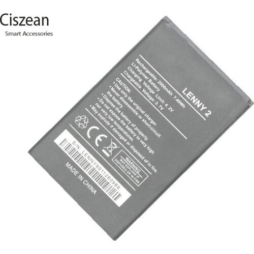 Ciszean 1x New 3.7V 2000mAh Replacement lenny 2 Battery For Wiko LENNY2 Batterie Bateria Batterij Cell Phone Batteries