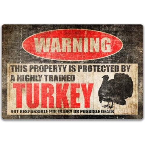 Funny Turkey Sign Chicken Coop Sign Warning Danger Metal Tin Sign Vintage Tin Metal Sign