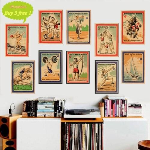 World war ii Soviet Sport propaganda posters retro style decorative paintings kraft paper wall decorative vintage poster