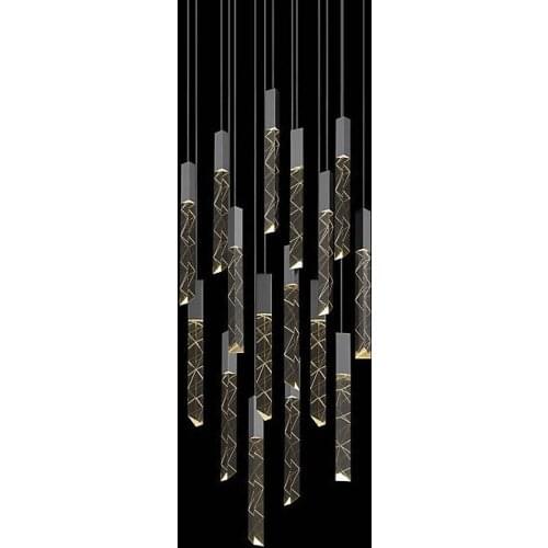 Modern Restaurant Bar Designer Model Room Combination Staircase Simple Art Long Line Bedside Crystal Column Small Chandelier