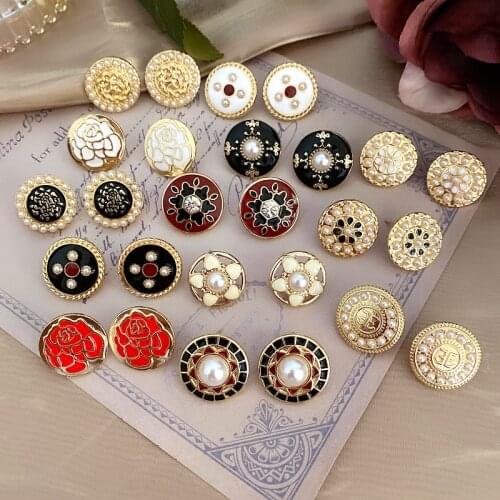 Restoring ancient ways of pearl buttons enamel glaze drops 925 earrings medieval earrings female temperament