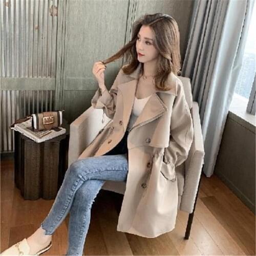 2021 Spring Autumn NEW Long Coat Plus Size Loose Turn Collar Long Sleeve Women Windbreaker Coat Solid Casual Outwear With Lining