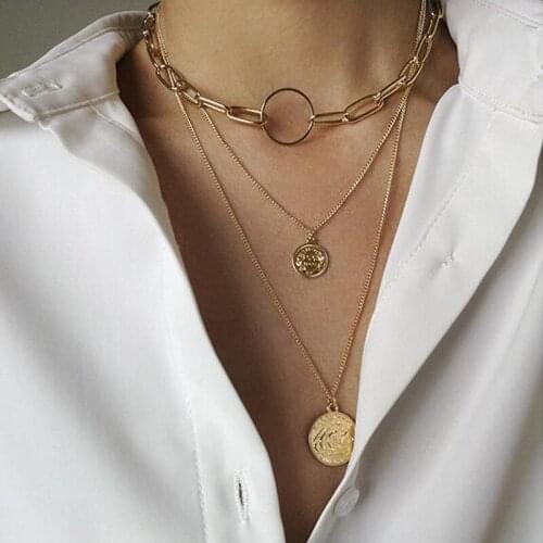 52064 clavicle chain ins cool wind sweater chain womens fashion niche design alloy multilayer Necklace