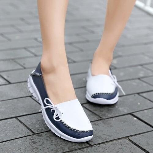 Women Flats Ballet Light Genuine Leather Shoes Girls Moccasins Spring Slip On Ladies Casual Female Loafers Sneakers 36-42 Size