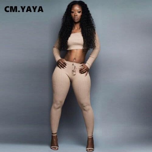 Lemon Gina Women Tracksuit Solid Crop Tops + Strethcy Pants Two 2 Piece Sets Joggers Sports Sweatsuit Casual Outfits Autumn 2021