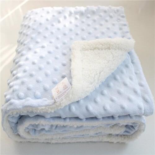 Winter thick thermal 3d minky dot kids blanket super soft sherpa fluffy toddler baby blanket quilt swaddle office seat blanket