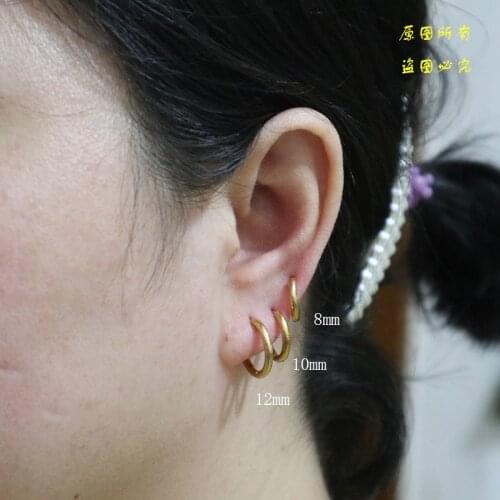 Stainless Steel gold Color/Black Round Earring Hoop For Women/Men Hoop Earrings Circle Huggie Stuck Buckle Earrings 2.0mm
