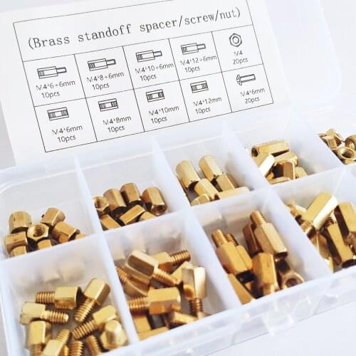120pcs M4 Hex Nut Spacing Screw Brass Threaded Pillar PCB PC Motherboard Male Female Brass standoff Spacer Kits M4*L+6mm