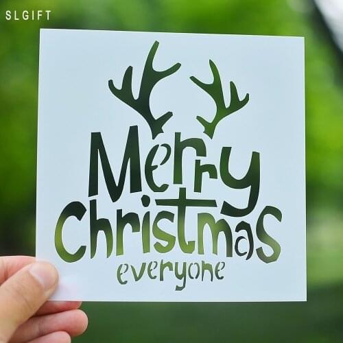 13 * 13cm DIY Merry Christmas Layers Dragon Stencils for Walls Painting Scrapbooking Embossing Decorative Album Cards Paper
