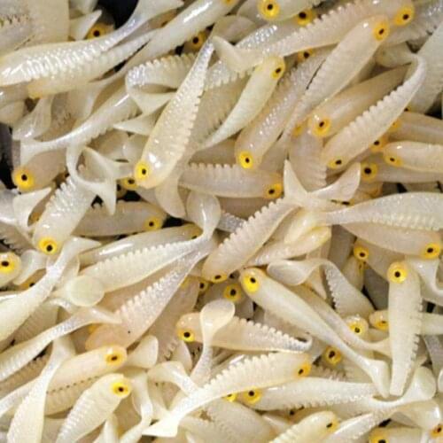 5pcs/lot Luminous Artificial Fishing Soft Baits 5.5cm 1.3g Silicone Fish Shaped Artificial Lure Jig Head Pesca Worm Fish Bait