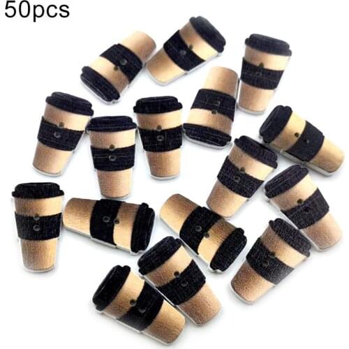 50Pcs Milk Cup Design 2 Hole Wooden Buttons for Crafts DIY Clothing Sewing scrapbooking accessories buttons for clothing