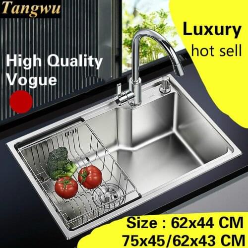 Free shipping Apartment vogue do the dishes kitchen single trough sink 304 stainless steel hot sell luxury 62x44/75x45/62x43 CM