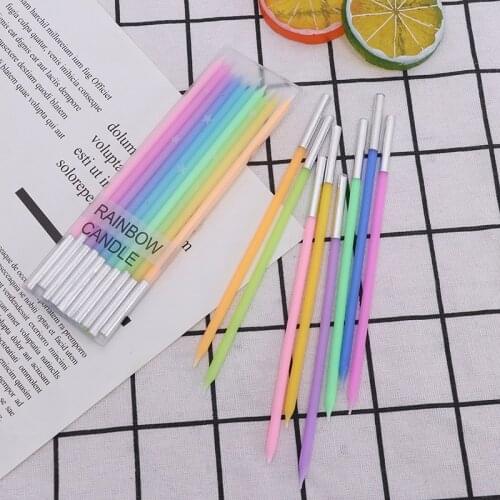 Safe Flames Dessert Decoration Colorful Flame Rainbow Candle Birthday Party Supplies 10pcs/pack Wedding Cake Candles