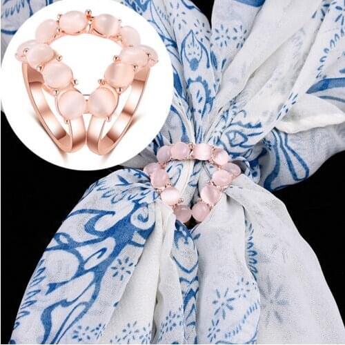Br096 New Fashion Simple Women alloy Brooches Imitation Cats eye stone Hijab Shawl Scarf Scarves Buckle Jewelry Clips
