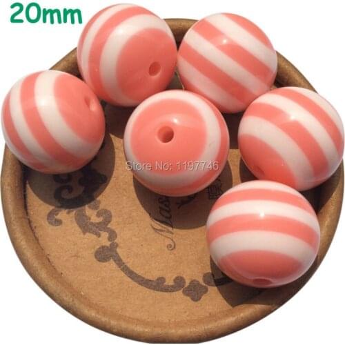 Coral Color Chunky Resin Striped Round Beads For DIY Necklace Bracelet Jewelry Making For Women Kids Free Shipping 20mm 200pcs