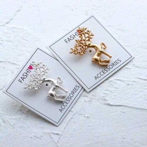 Cute Running Deer Brooches For Women Girl Xmas Gifts New Year Fashion Gold Silver Color Deer Christmas Brooch Banquet Jewelry