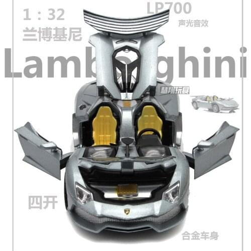 1:32 high simulation sports car LP700J roadster alloy sound and light door pull back car model for children gifts