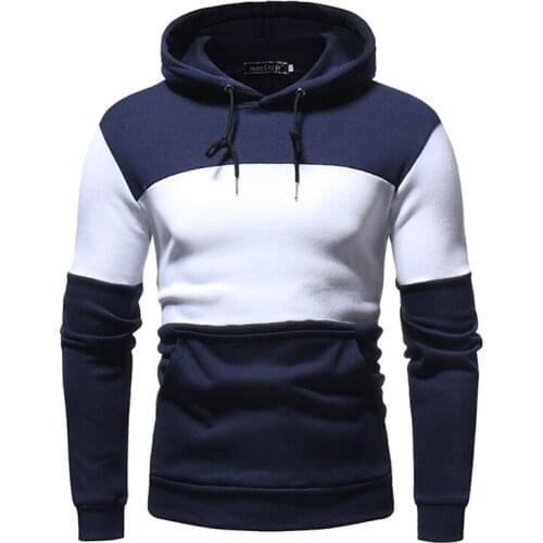 Mens Hoodies Hip Hop Pullovers Sweatshirts Streetwear Jogging Color Block Winter Warm Male Casual Clothing Pockets Patchwork