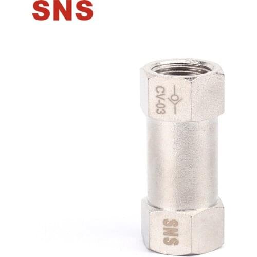 SNS CV Series BSPP Female Full Ports Air Check Valve One Way Non Return Nickel-Plated Brass Valve