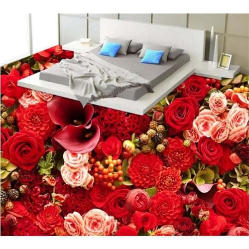 Beibehang Custom flooring HD beautiful beautiful rose sea living room 3D floor tiles bedroom bathroom 3d floor papel de parede