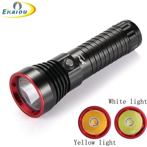 Mini XHP70.2 LED Professional Diving Flashlight Waterproof 26650 Torch Underwater 100M White/Yellow Light Catch Fish Lamp