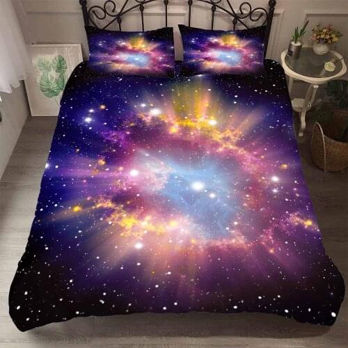 Space Bedding Set King Size Planet Moon Star Duvet Cover for Kids Bed Cover Bed Set Planet Bedclothes 3D Quilt Space Bed Linens