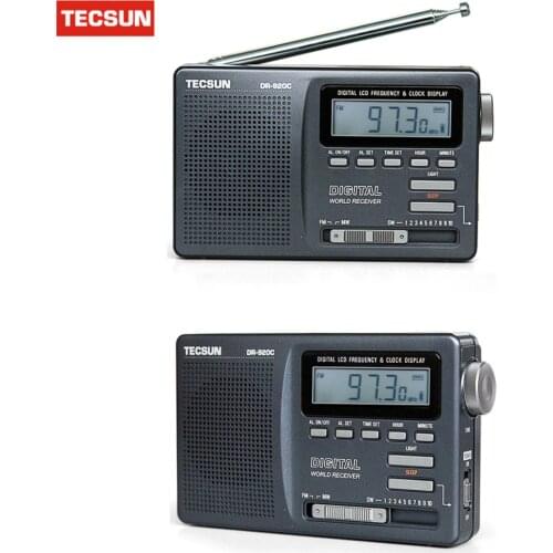 New Original Tecsun DR-920C Radio FM MW SW 12 Band Digital Clock Alarm Receiver & Backlight FM Portable Radio Recorder Y4139