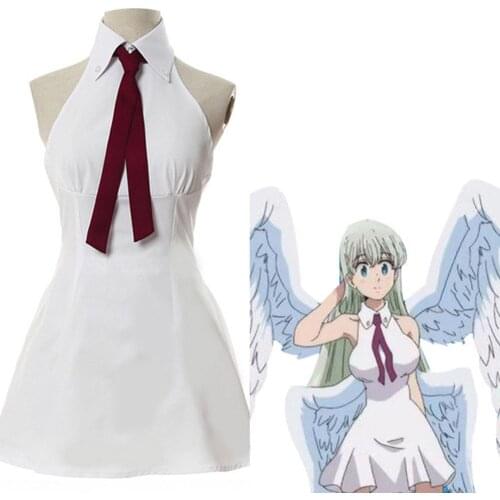 The Seven Deadly Sins Elizabeth Liones Cosplay Costume Adult White Backless Dress Suit Halloween Carnival for Women Girl