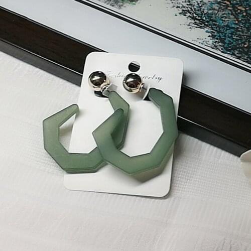 UJBOX Irregular Resin Acrylic Earrings Multicolor Fashion Women Geometric Acetic Acid Hoop Earrings E016