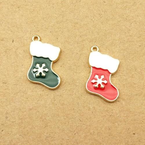 10pcs 14x18mm enamel christmas shoes charm for jewelry making and crafting earring pendant necklace and bracelet charm