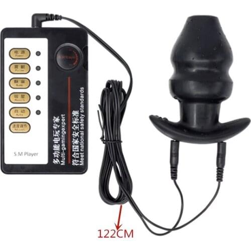 Silicone Anal Expander With Vibration Enema Bidet Hole Enema Anal Cleaning Electric Big Anal Plug Expanding Anus Dilator