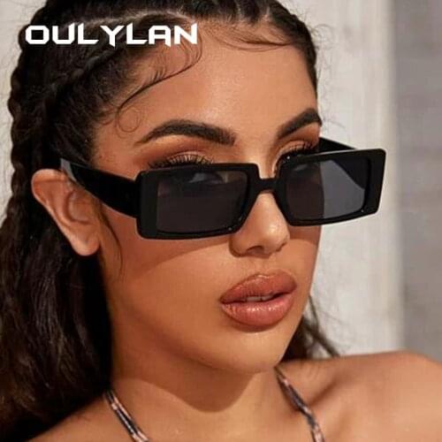 Oulylan Vinatge Rectangle Sunglasses Women 2020 Trending Design Red Black Sun Glasses Men 90s Cool Sunglass Party Eyewear UV400