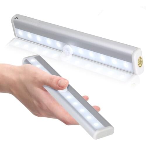 10LED DC5V LED Bar Light Motion Sensor Aluminium Profile Battery Operated Induction Kitchen Closet Cabinet Drawer Lighting