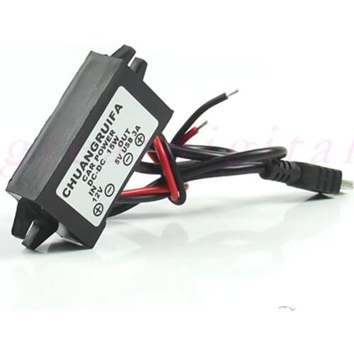 USB Car Power Adapter DC 12V to 5V 3A 15W Waterproof DC Converter Mini L15