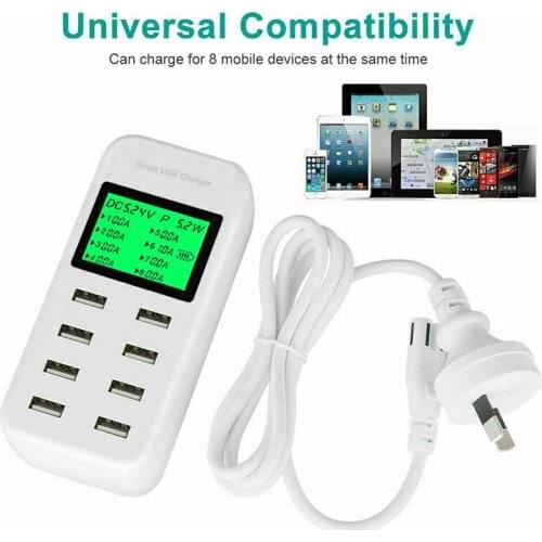 1 Pcs 8 Ports USB Charging Station 5V/8A with LCD Display Hight Quality Dock Desktop Phone Charger Quick Charge Station For MP3
