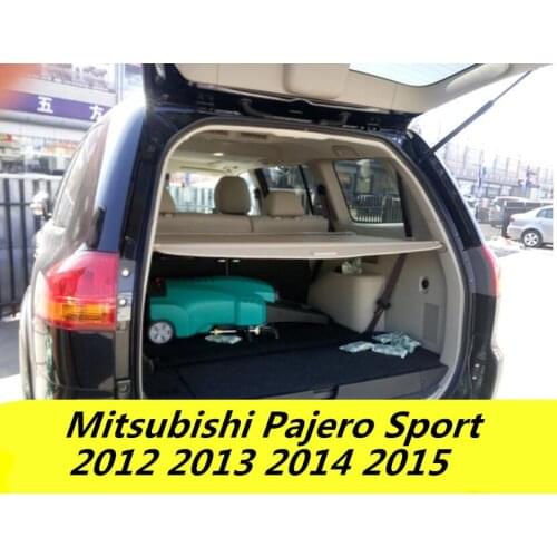 Car Rear Trunk Security Shield Cargo Cover For Mitsubishi Pajero Sport 2012.2013.2014.2015 Black Beige