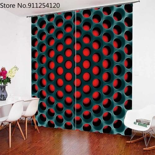 2 Panel/Set 3D Window Curtains Honeycomb Structure Print for Living Room Bedding Room Home Decor Window Drapes