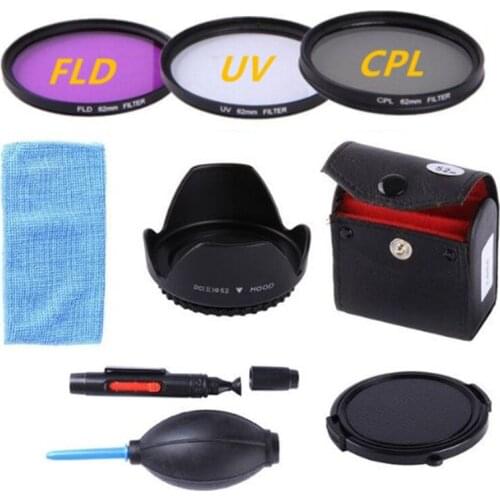 52 55 58 62 67 72 77mm Slim UV CPL FLD Filter Kit + Lens hood & Camera lens cover For Canon Nikon Camera Video Lens