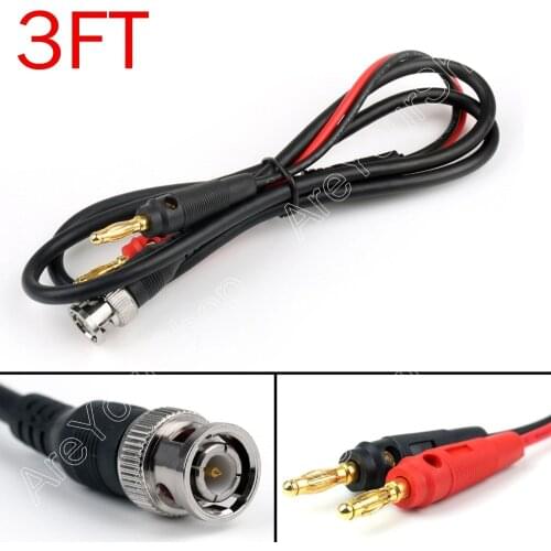 Areyourshop Sale 3ft BNC Male Plug To 4mm Banana Plug Lead Probe Q9 Testing Multi Cable Cord High Quality RF Cables Connector