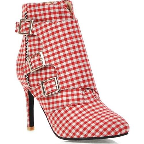 Big Size 9 10 17 boots women shoes ankle boots for women ladies boots shoes woman winter Latticed pointed side zipper