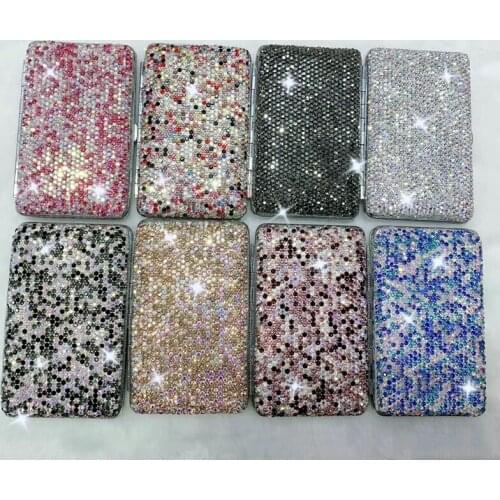 Fashion Shiny Crystal Full Diamond Ms 20 Sticks Cigarette Case Slim Metal Anti-pressure Colorful Cute Cigarette Box Lover Gifts